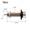 Talos Draft Beer Brass Shank Assembly with Nipple 6-1/8" - 3/16" I.D. Bore - American Talos Inc.